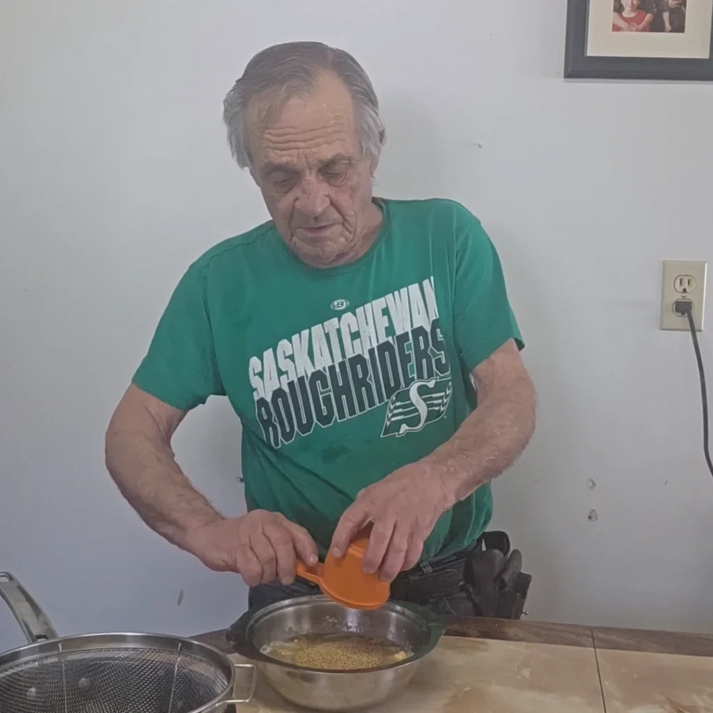 adding the mustard
