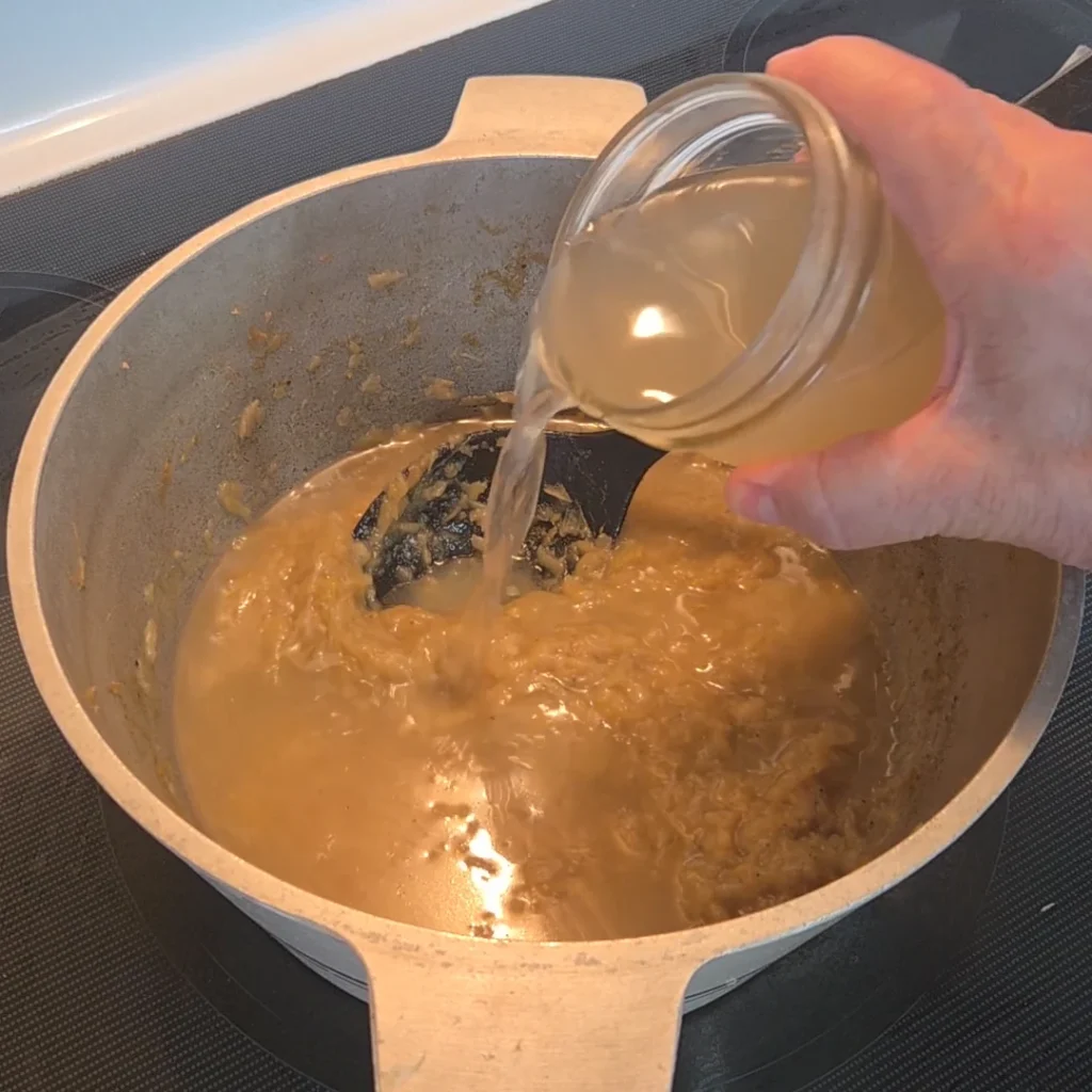 Adding the beef stock
