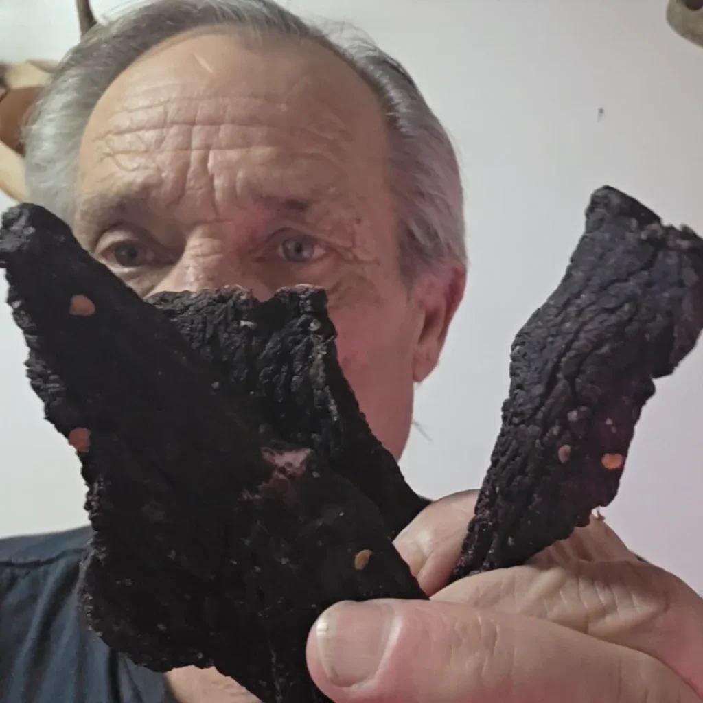 Showing 3 pieces of the finished jerky