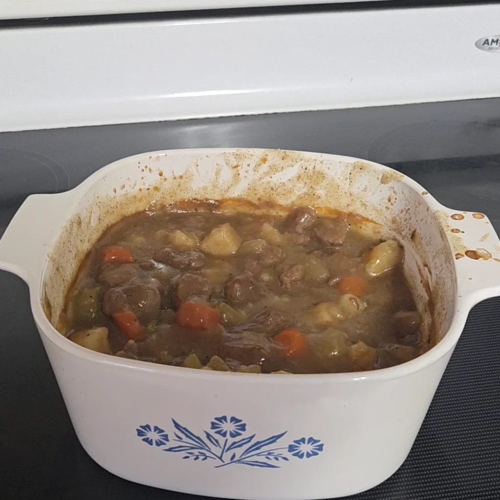 Stew in casserole dish