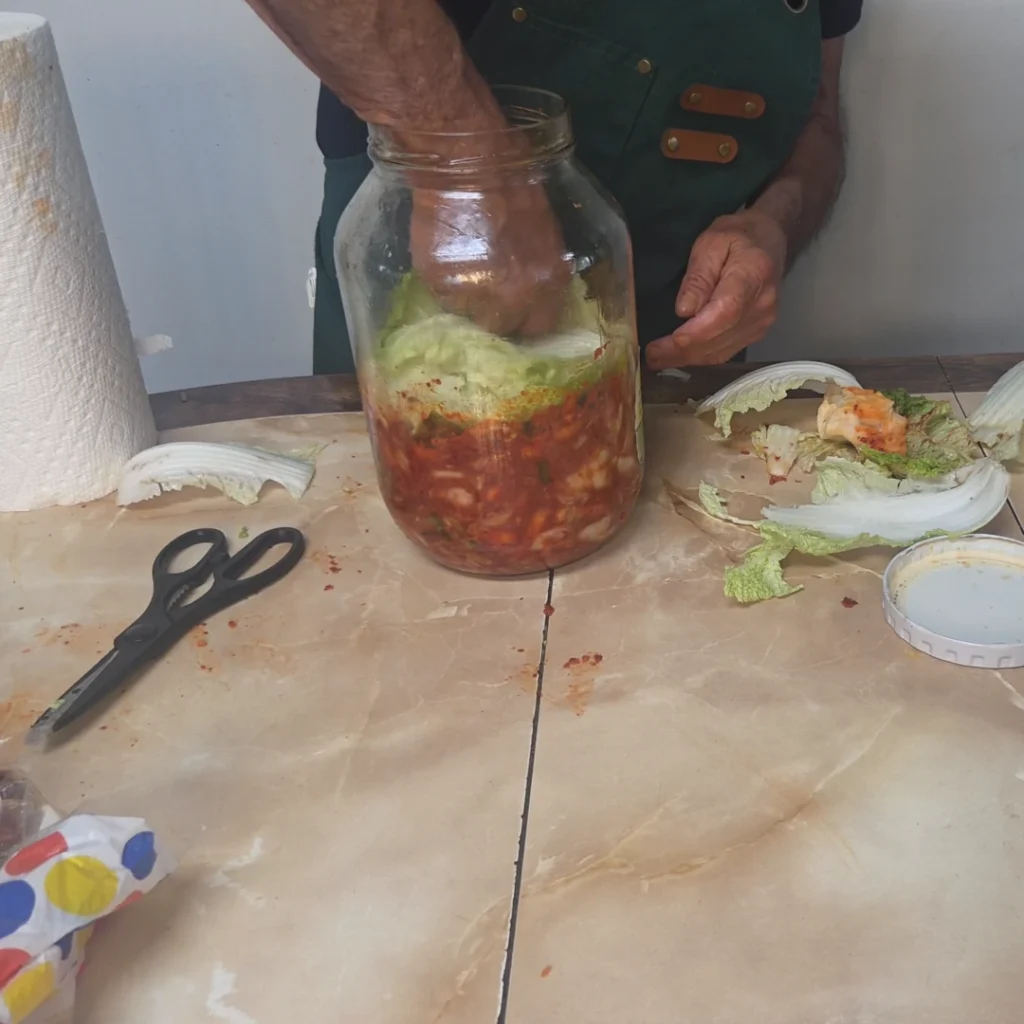 Packing the kimchi