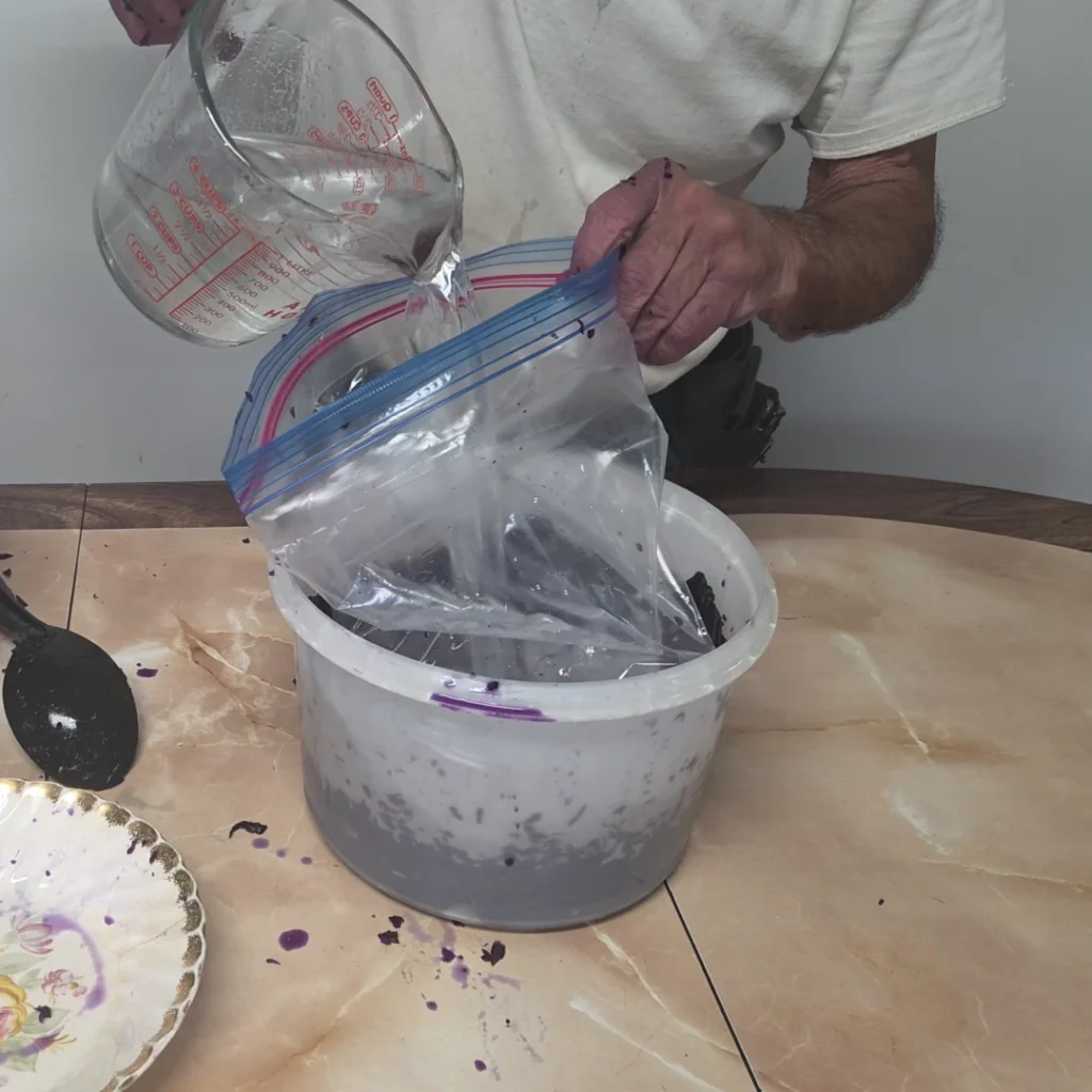 Using a brine filled bag as a weight