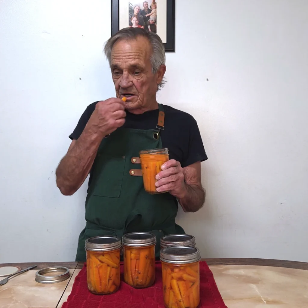 tasting a dilled carrot