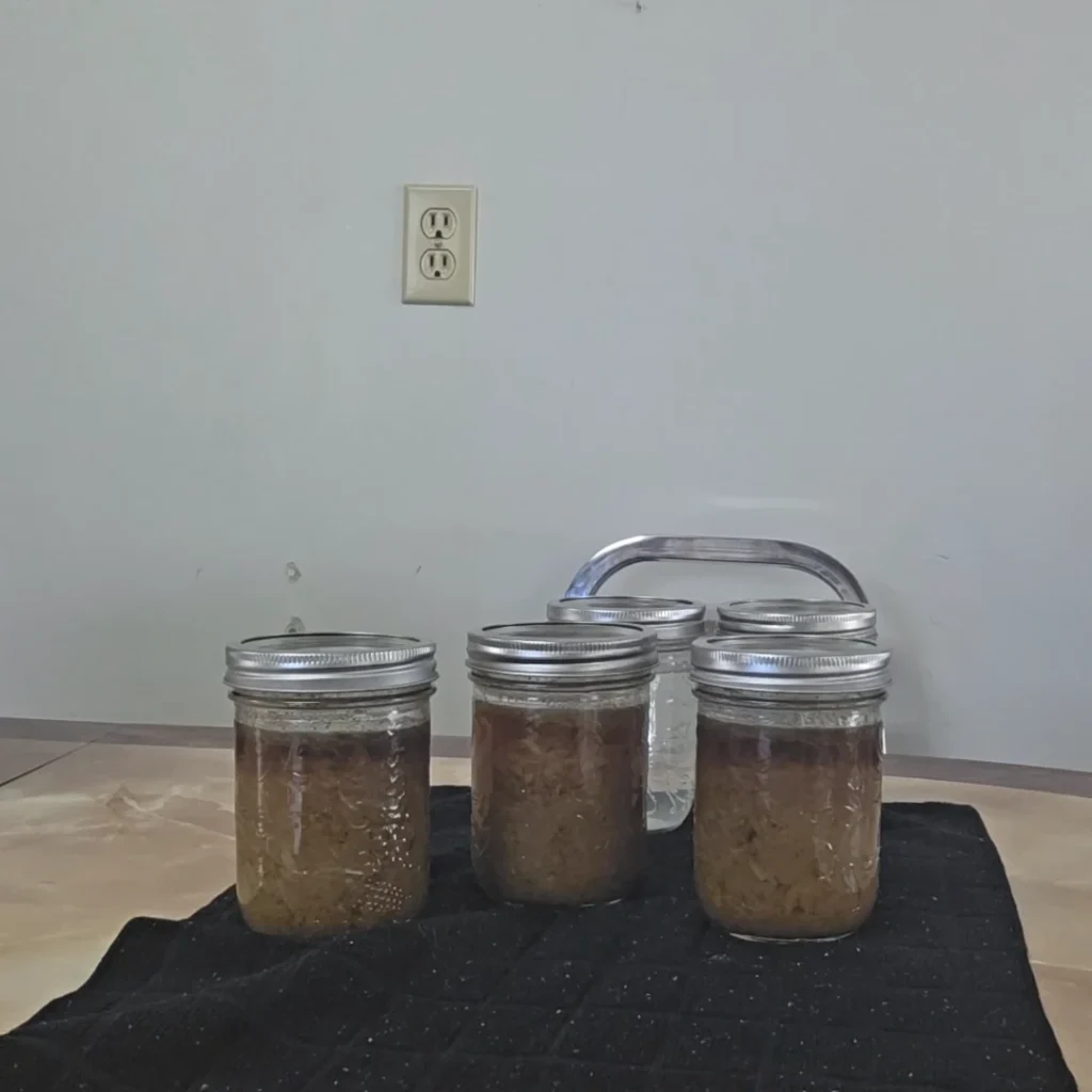 Three jars of soup on the table